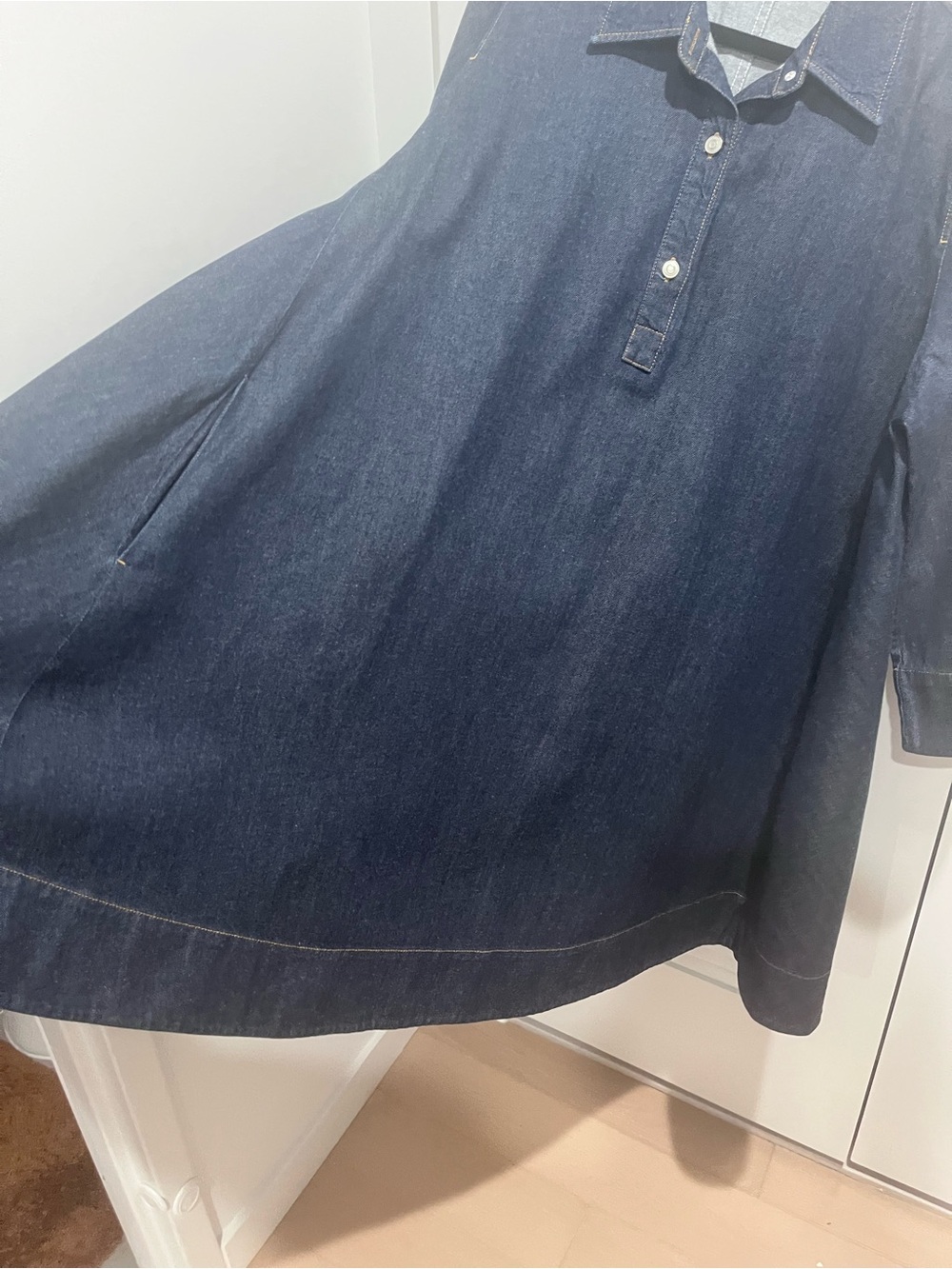 COS Size 12 Dark Blue Denim Swing Shirt Dress - Picture 3 of 5